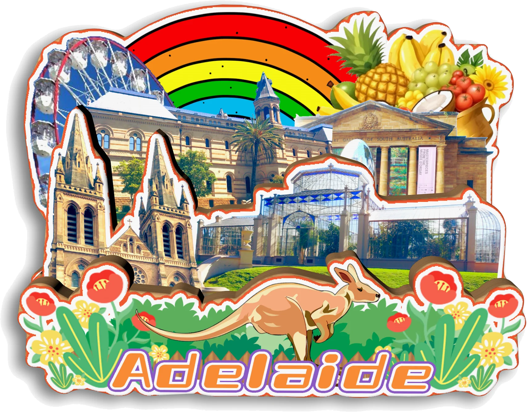 أديليد الحاجز العظيم الشعاب المرجانية أولورو الجبال الزرقاء جزيرة Rottnest نوسا أستراليا مغناطيس الثلاجة هدية تذكارية للسفر #2