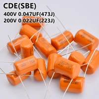 Condensador de tono naranja ±5% SBE/CDE 200V 0.022UF/400V 0.047UF Condensador de guitarra para bajo de guitarra eléctrica