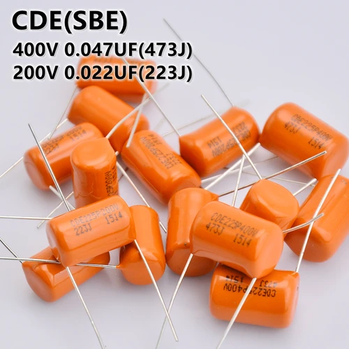 Condensador de tono naranja ±5% SBE/CDE 200V 0.022UF/400V 0.047UF Condensador de guitarra para bajo de guitarra eléctrica