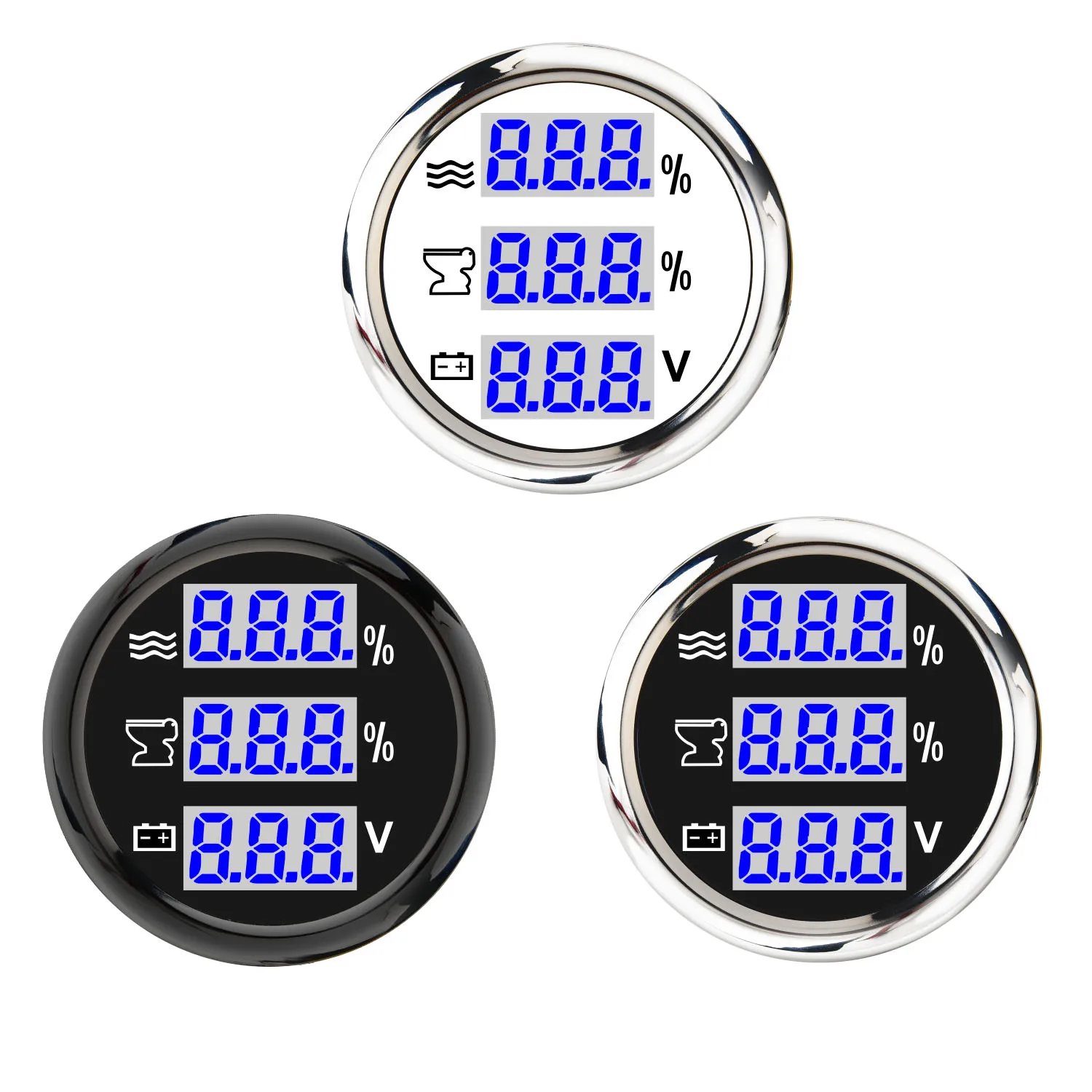 

Многофункциональный автомобильный прибор 3-в-1 ﻿ Вольтметр-уровнемер для воды с сигнализацией, цифровой, 52 мм, синяя подсветка, водонепроницаемый, для автомобиля