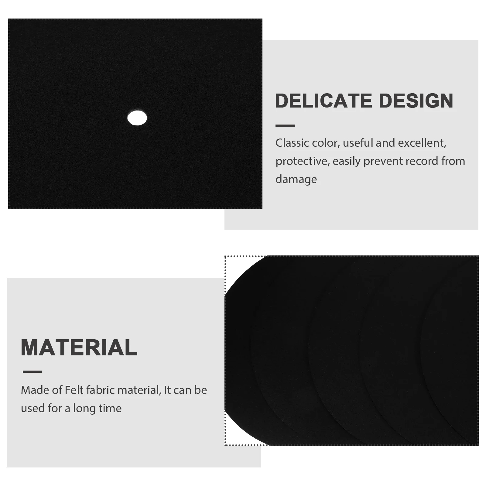 

6 pcs Black 2mm Thick 30cm Diameter Record Anti slip Felt Pads Turntable Mat Vinyl Platter Mats Non skid Anti vibration DJ