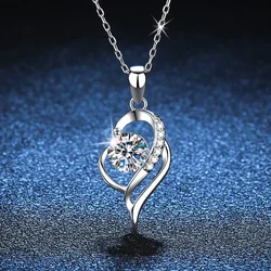 2023 Luxury GRA Certified 1 Carat Moissanite Pendant Necklace for Women Party 925 Sterling Silver Diamond Chain Necklaces