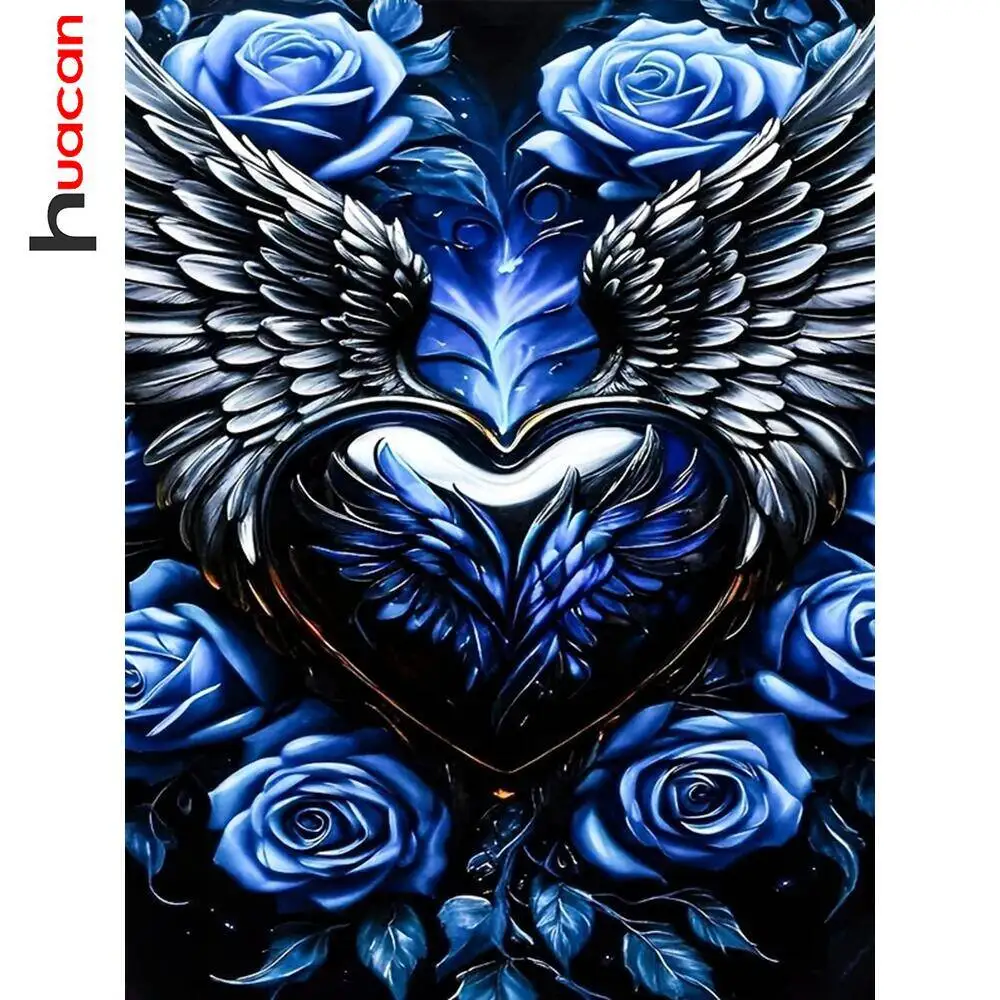 Huacan Diamant Malerei Neuheiten Liebe Flügel Rose Blume Volle Runde Quadratische Diamant Mosaik Bild Für Wohnzimmer Dekoration