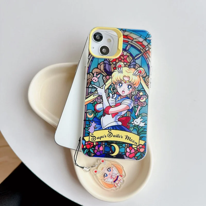 Anime Sailor Moon Phone Case for iPhone 17 Pro Max Air 16 15 14 13 12 11 XS Max XR Cartoon Aino Laser Gradient Shockproof Cover