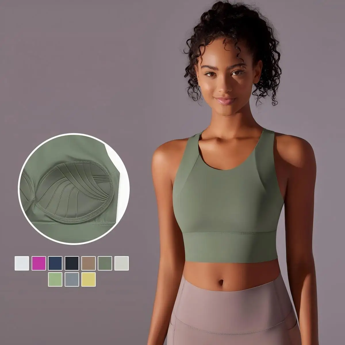 Womens One-Piece Fixed Cup Sports Bra Curve Sculpt Beauty Back Slim Yoga Fitness Tank Top