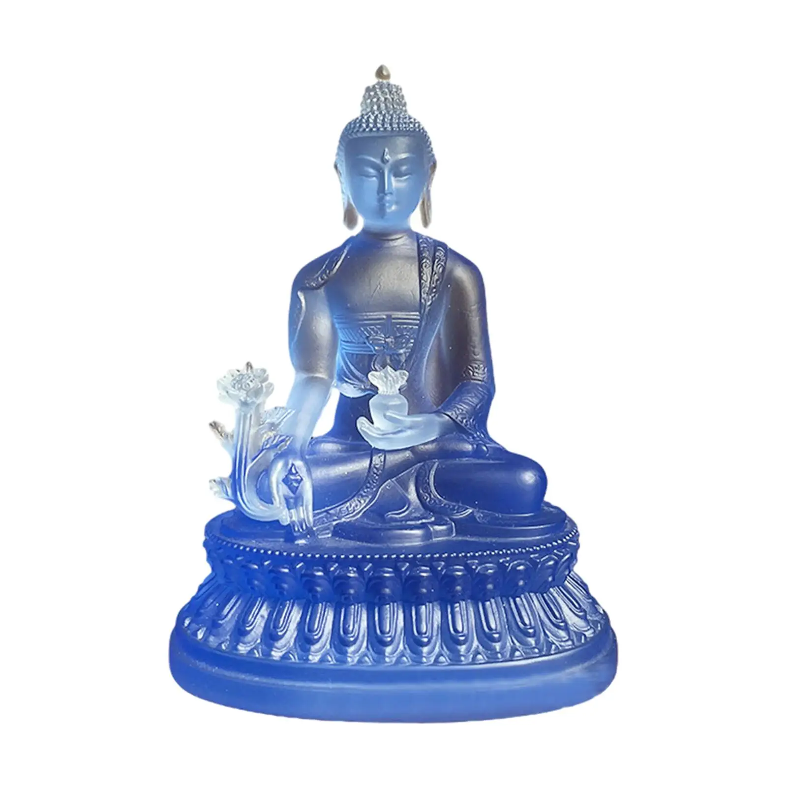 Blue Buddhist Figure Car Dashboard Ornament Lifelike Vivid Height 11cm Handicraft Resin Miniature for Bedroom Lightweight