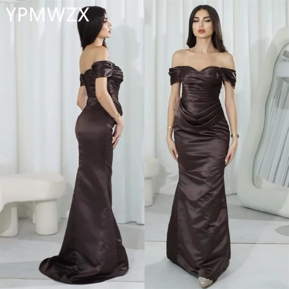 Customized Evening Dress Formal Women Party Occasion YPMWZX Off-the-shoulder Column Floor Length Skirts Bespoke Occasion Dresses