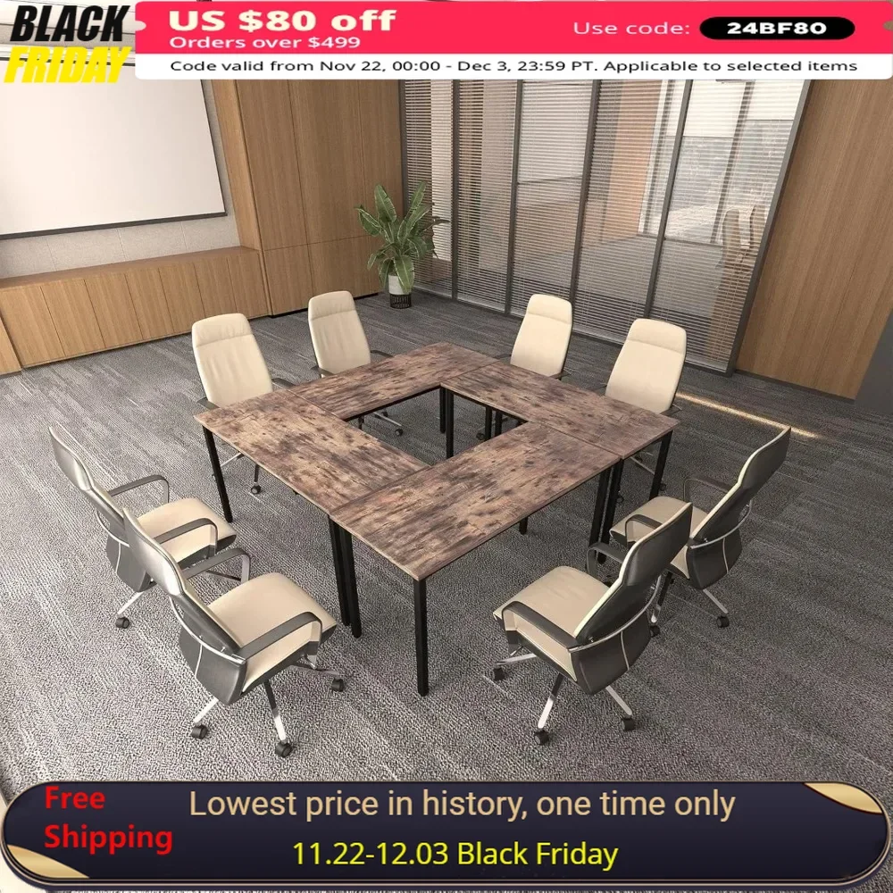 

6.5ft Conference Table for 8 People, 4PCS Meeting Room Study Writing Tables, Save Space Design, Conference Table