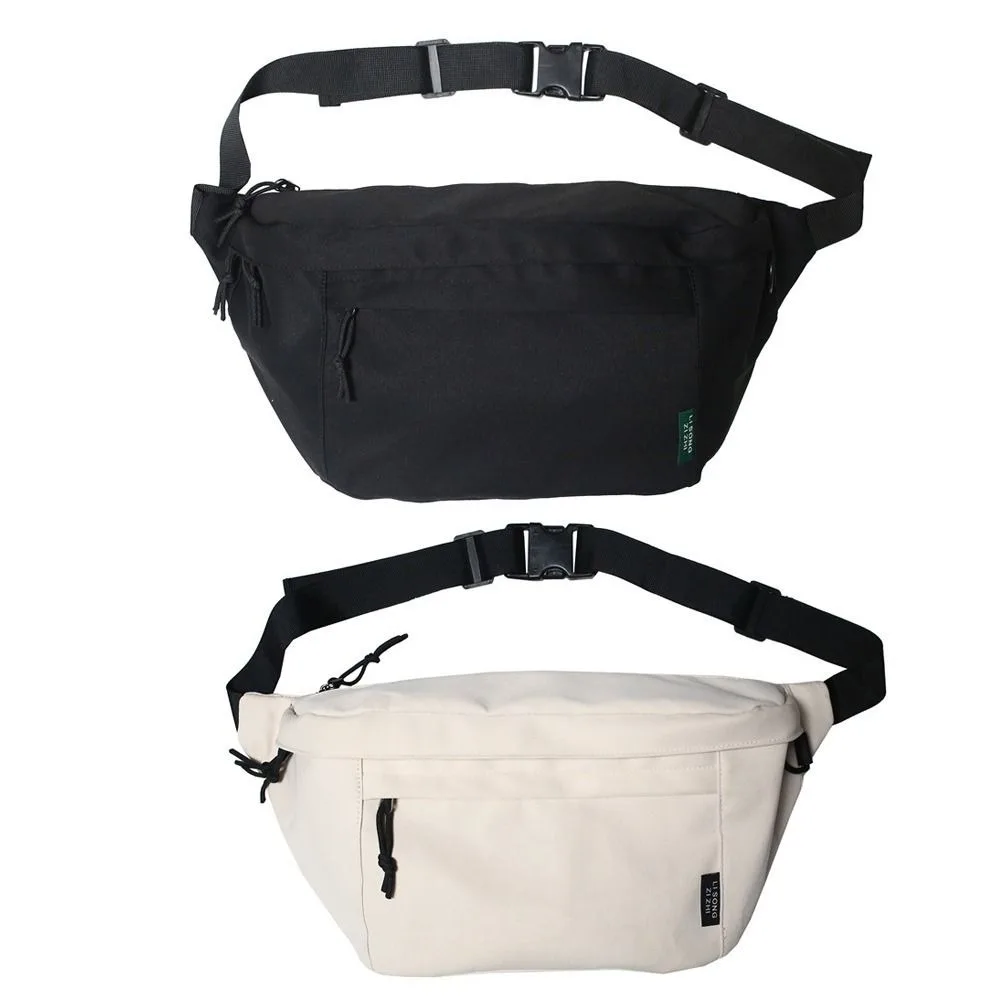 Fashion Large Capacity Crossbody Bag Nylon Solid Color Travel Hip Bag Casual Belt Pouch Chest Bags Couple Young Student