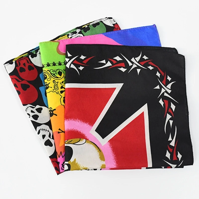 Skull Pattern Bandana Face Mask Square Scarf Headwear Square Headband Hip Hop Motorcycle Sports Hair Wrap Wristband Dropship