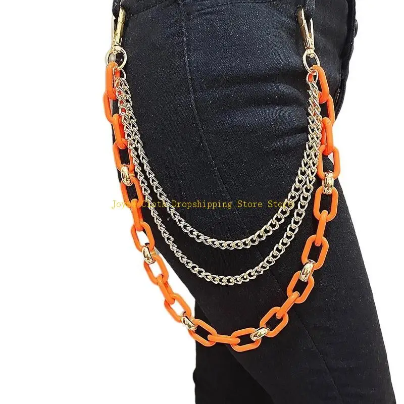 الهيب هوب السراويل الجينز سلاسل الشرير السراويل سلاسل السائق الثقيلة سميكة محفظة جيب سلاسل المفاتيح مجوهرات للجسم للفتيات 10CD