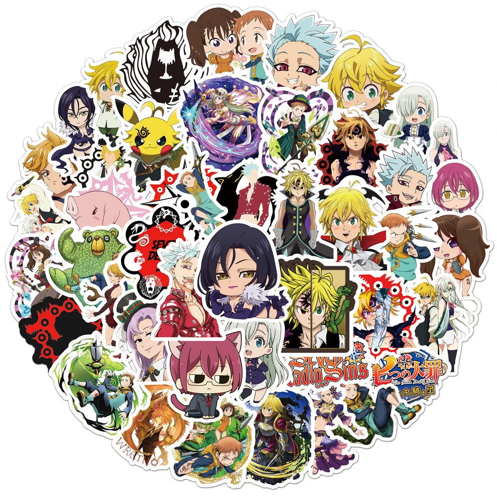 10/30/50pcs The Seven Deadly Sins Stickers Elizabeth Liones Meliodas Sticker Laptop Skateboard Motorcycle King Diane Anime Decal