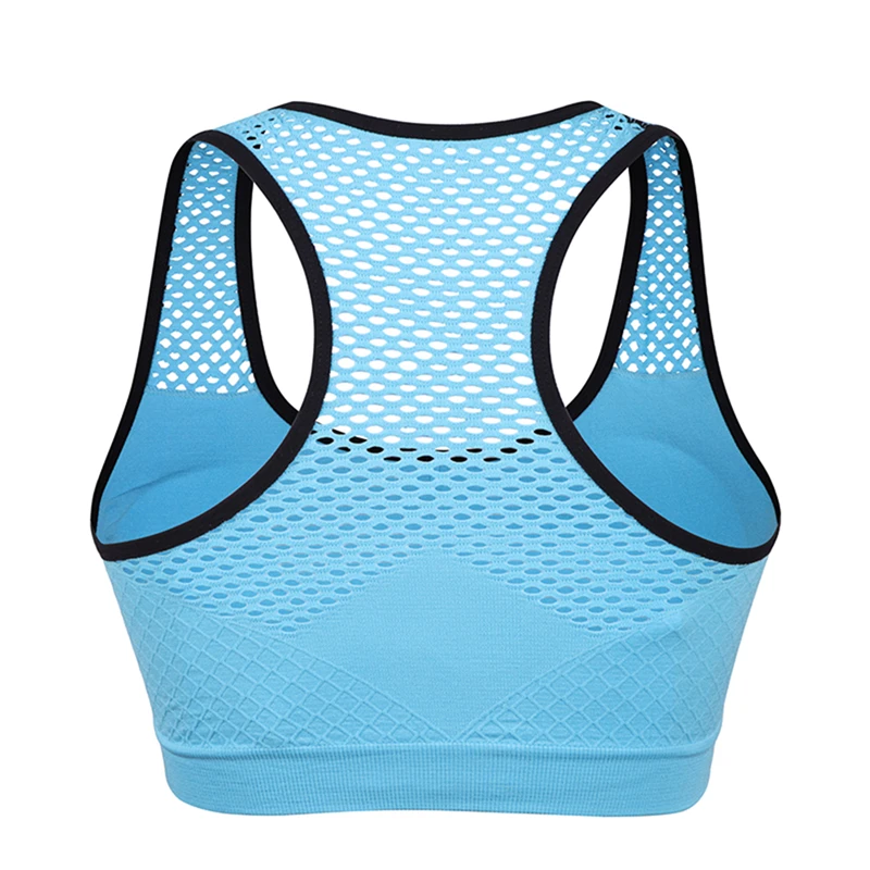 Mesh Sportbeha Uitgehold Sport Top Naadloze Fitness Yoga Bh 'S Vrouwen Gym Top Gewatteerd Hardloopvest Schokbestendig Push-Up Crop Top