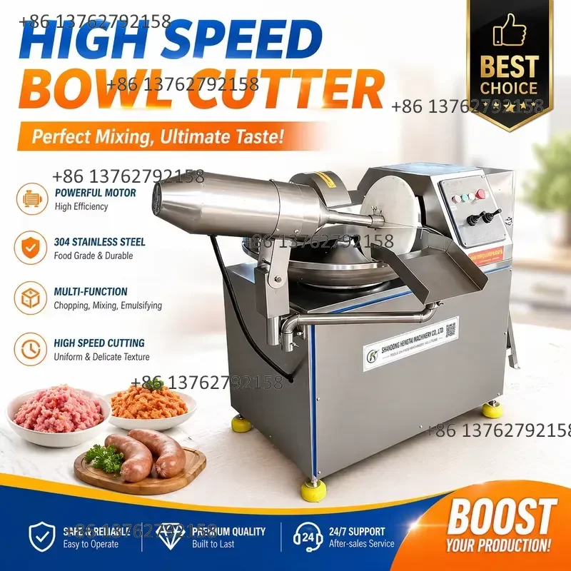 【2026】 Industrial Meat Bowl Cutter Machine Stainless Steel High Speed Meat Chopper for Sausage Processing Plant