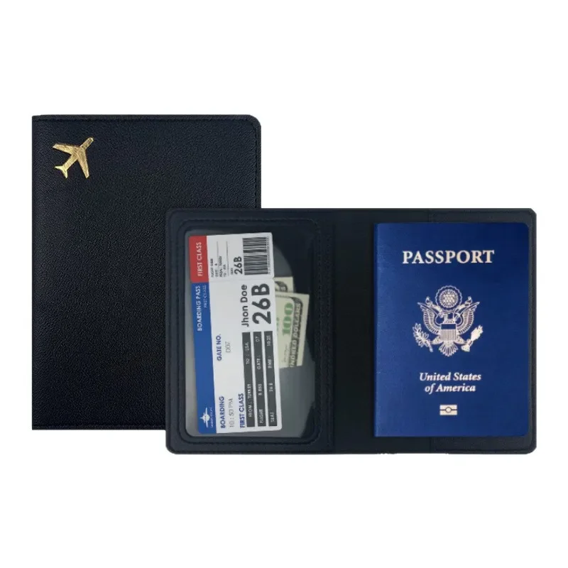 Unisex Solid Color PU Leather Passport Holder Fashion Travel Wallet Gift Card Case Storage Bag