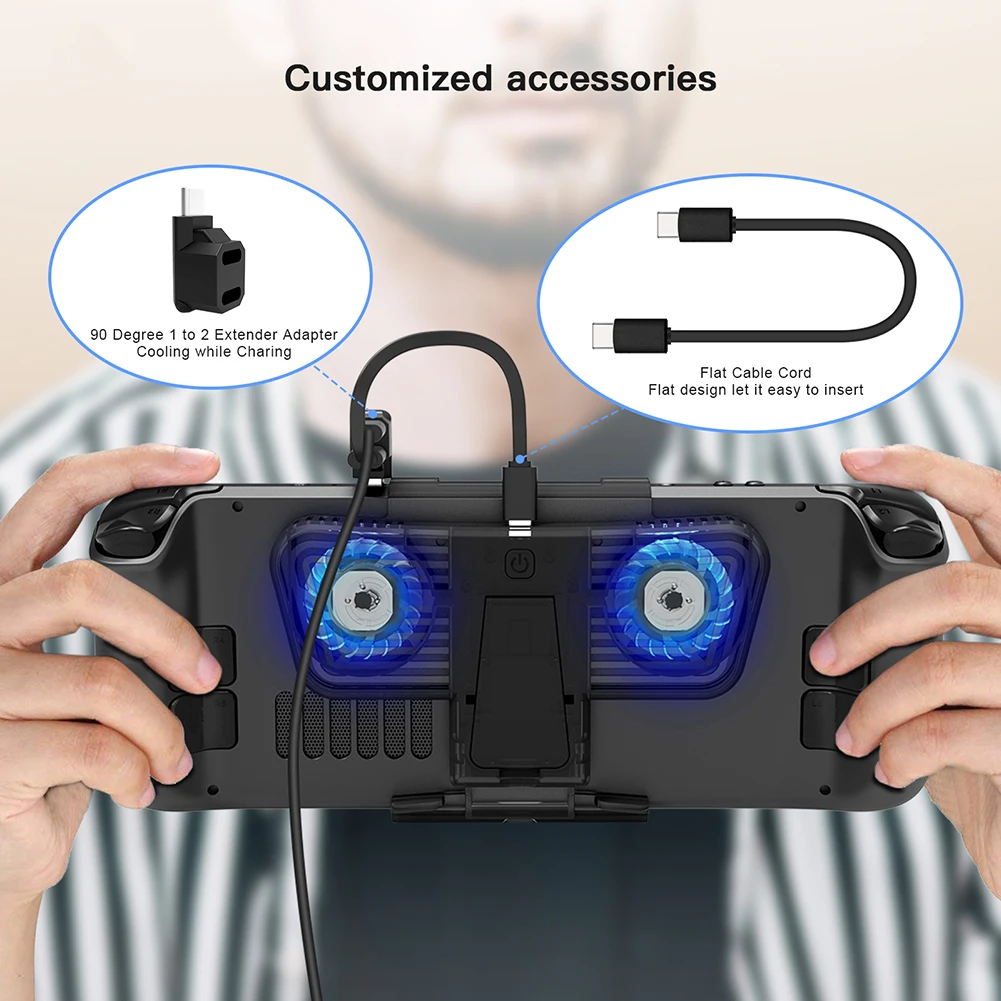 Cooling Fan with Stand Station Portable Cooling Fan with Stand Dual C-port Adapter for Steam Deck/Switch/OLED Game Accessories