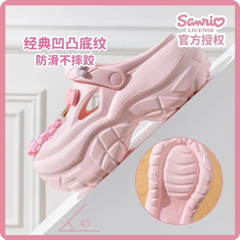 Sanrio Hello Kitty Kuromi Sandals Children Flat Shoes Summer Cute Cinnamoroll Fashion Soft Sole Sand Slipper Girls Birthday Gift