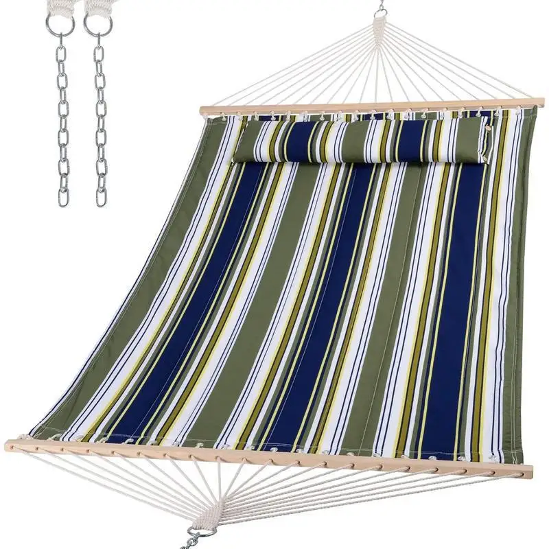   Polyester Fabric 2 Person Camping Hanging Hammock Bed with Wood Spreader Bar for Outdoor  Garden Furniture كرسي معلق
