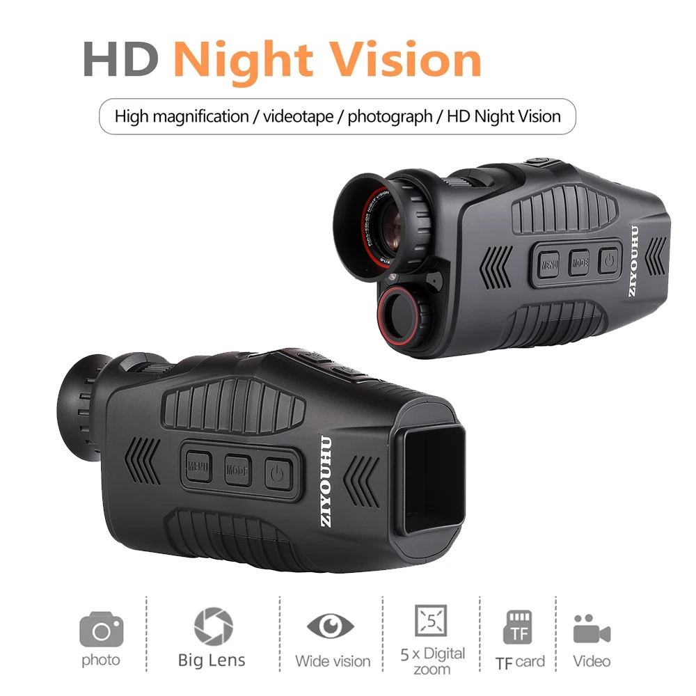 

ZIYOUHU-Infrared Night Vision Device for Hunting, R11 Caza, 1080P, 5X Digital Zoom, 300m Darkness, Viewer Camera