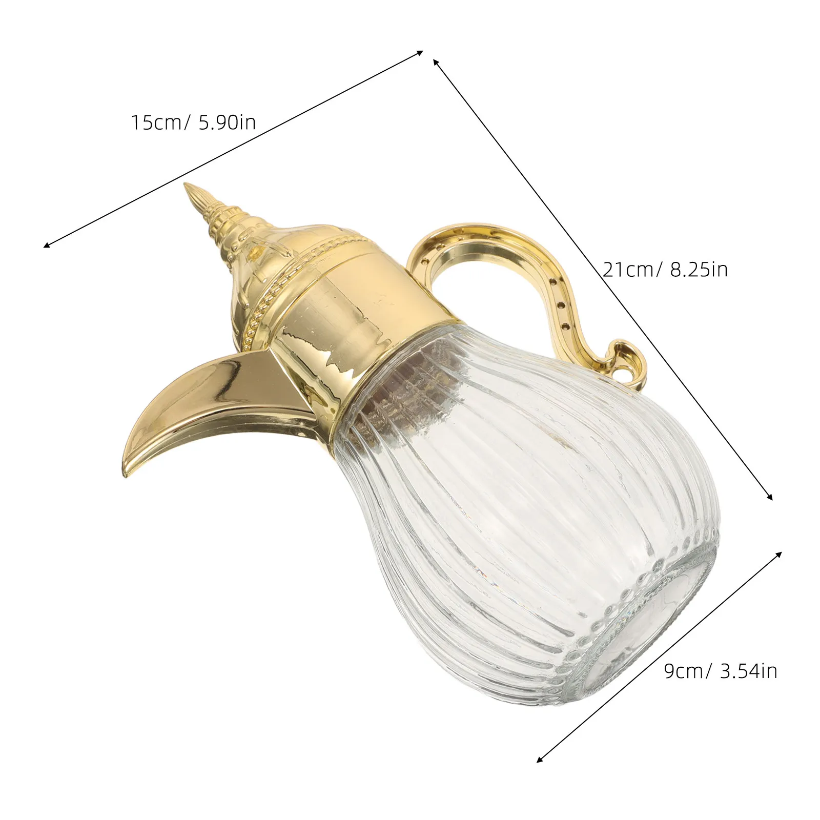0.43L Glass Cold Water Pitcher Lid Arabic Style Retro Moroccan Beverage Server Elegant Handle Iced Tea Lemonade Juice