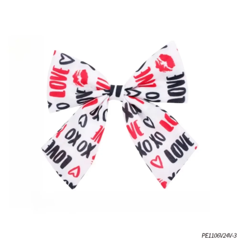 PESENAR With a pink heart lipstick and monogram on a white background this hair accessory is perfect for Valentine's Day