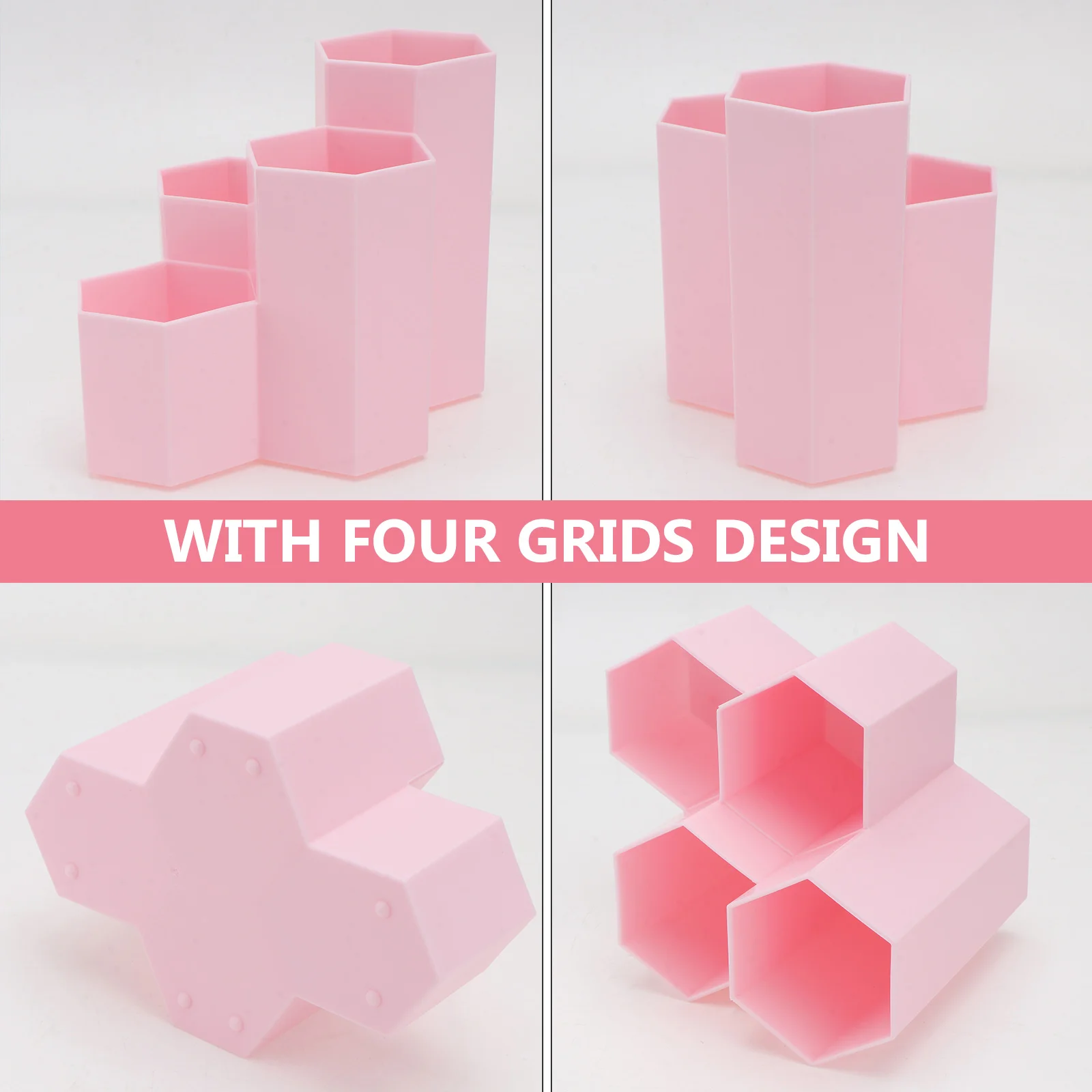 

1pc Hexagonal Pen Holder Desktop Organizer Pencil Pot Storage Container for School Student Office Supplies Gift