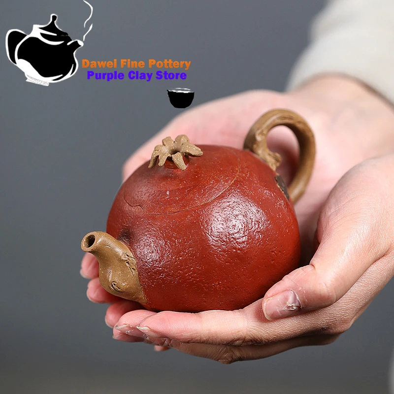 Yixing handmade purple clay teapot, original ore, sloping mud/Dahongpao pomegranate tea set, Chinese teapot 230ml