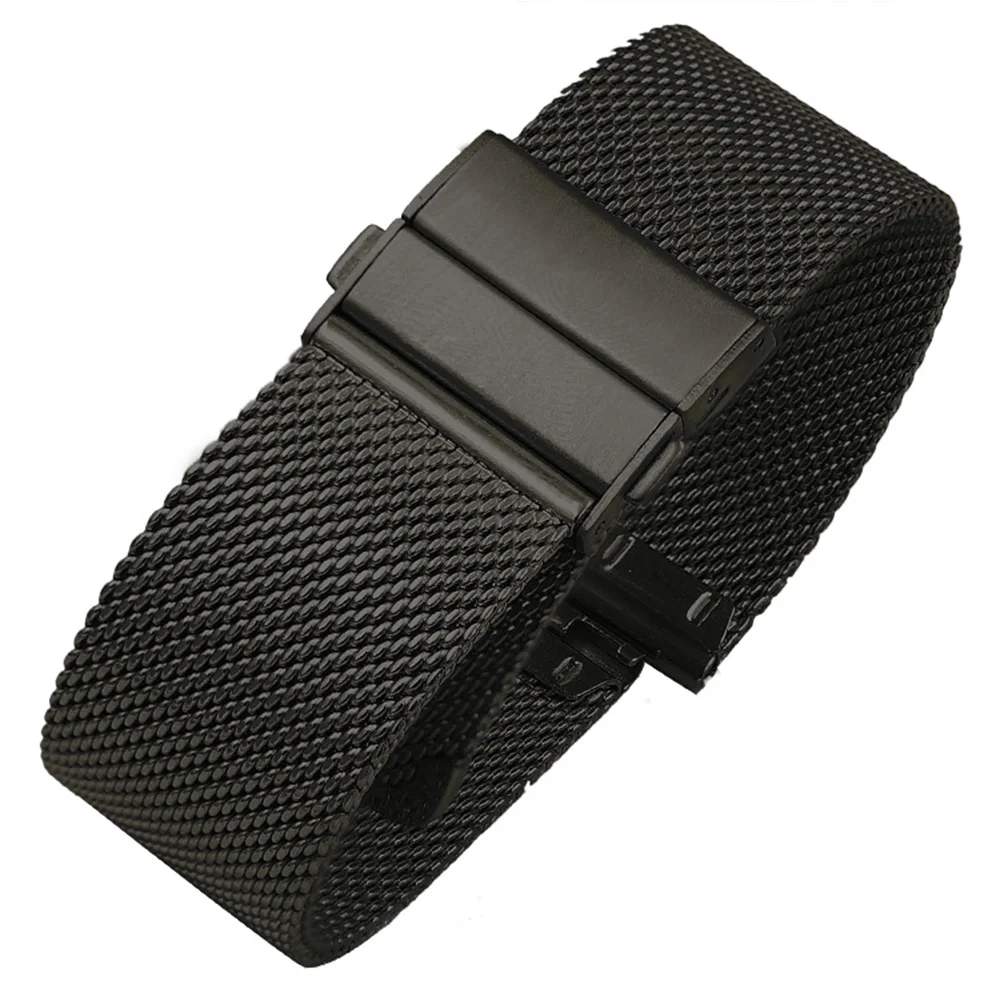 16mm 18mm 20mm 22mm Quick Release High Quality Stainless Steel Mesh Milanese Strap Watchbands Double Press Butterfly Clasp