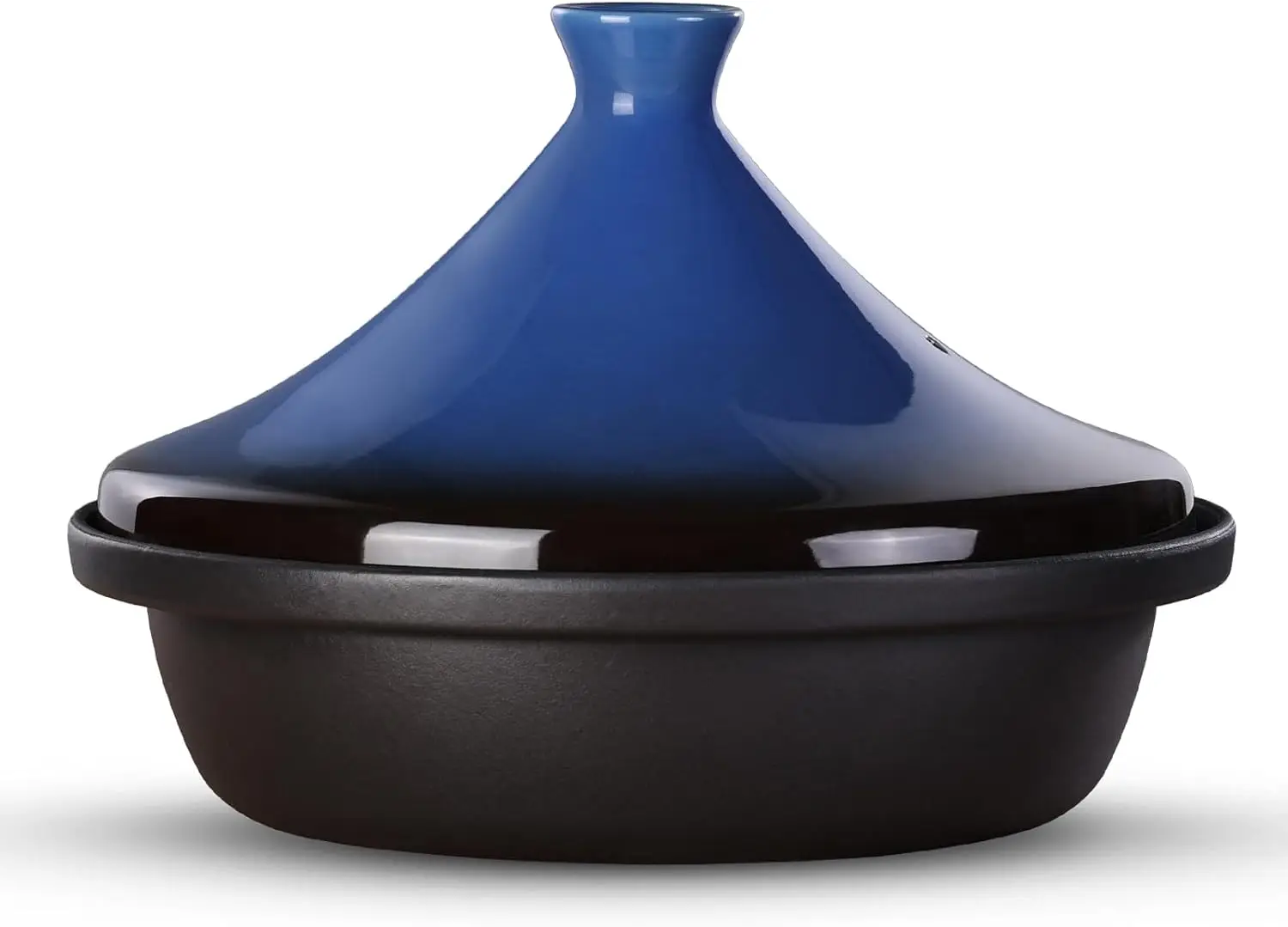 

Blue Enameled Cast Iron Tajine Pot, 3.3 QT Slow Cooker with Ceramic Lid for Classic Kitchen
