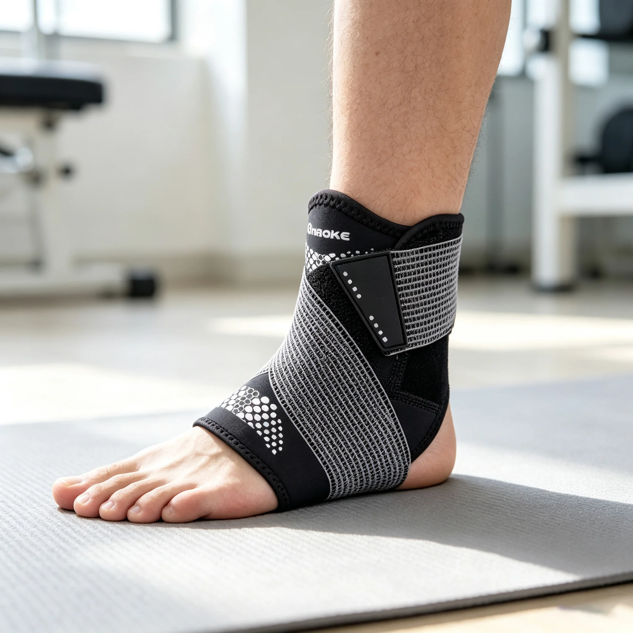 Adjustable Compression Ankle Stabilizer, Open Heel Design Ankle Support Brace, Breathable Ankle Wrap for Men Women