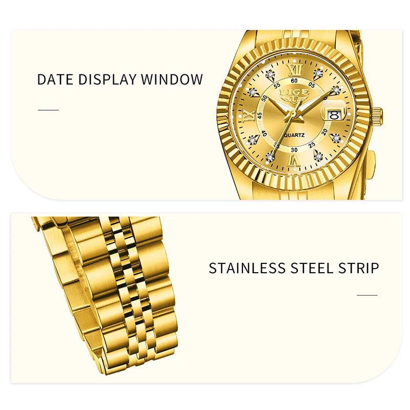 

LIGE Top Luxury Watches For Women Vintage Fashion Ladies Watch Waterproof Date Stainless Quartz Wristwatches Reloj Mujer 2025