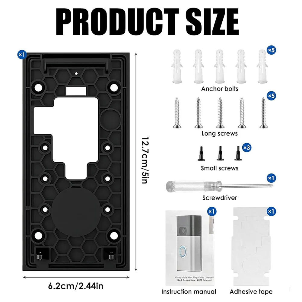 No-Drill Adjustable Doorbell Holder For Ring Video Doorbell 2020 Accessories Screw Mounting Easy Installation