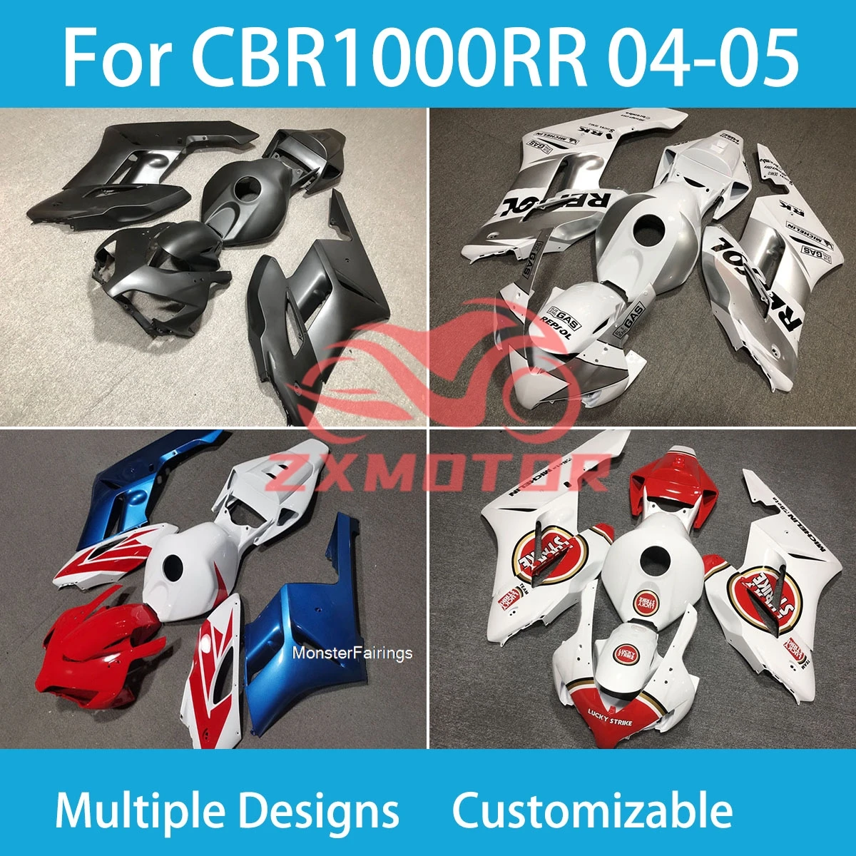 

Trail Bike Fairing Kit CBR1000RR 04 05 Motorcycle Fairings Rebuil Bodywork for Honda CBR 1000RR 2004 2005