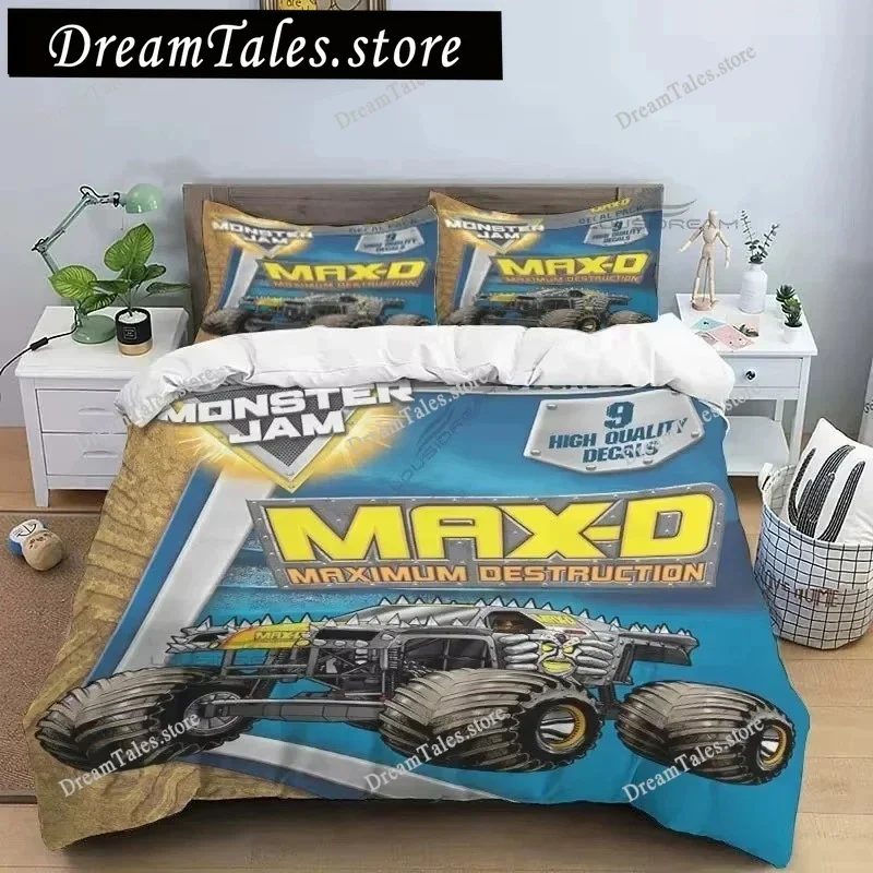 3D Super Monster Truck Monster Jam Bedding Set Cute Quilt Cover Bed Cover With Pillowcase Twin Single Queen King Size Boys Adult