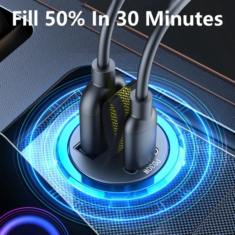 48W Mini USB Car Charger Super Fast Charging Type-C PD Quick Charge Car Phone Charger Adapter for iPhone 15 Huawei Samsung