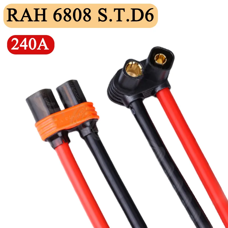 RAH S.T.D6 6808 Lithium Battery 90° Gold-plated No Soldering Plug 240A Model Aircraft UAV Connector Required Banana Socket