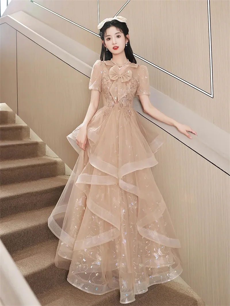 Evening gown for women 2024 new style light luxury high-end 18th birthday coming of age ceremony art examination banquet host ca