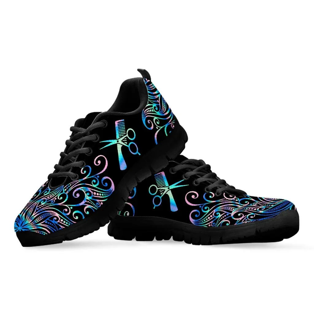 Trendy Color Ombre Hairdressing Equipment Printed Lightweight Outdoor Shoes Black Platform Sneakers Casual Shoes