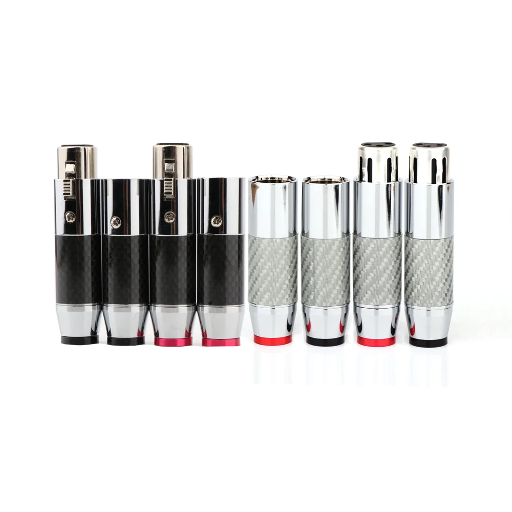 XR1801/2 4Pcs Hi-End Silver Plated White/Black Carbon Fiber Housing XLR Connectors 3pin XLR Male Female HiFi Audio Plugs