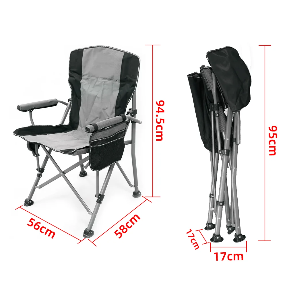 High-Back Folding Camping Chair Lightweight Portable Sturdy Steel Frame Outdoor Chair with Cup Holder for Beach Picnic Fishing