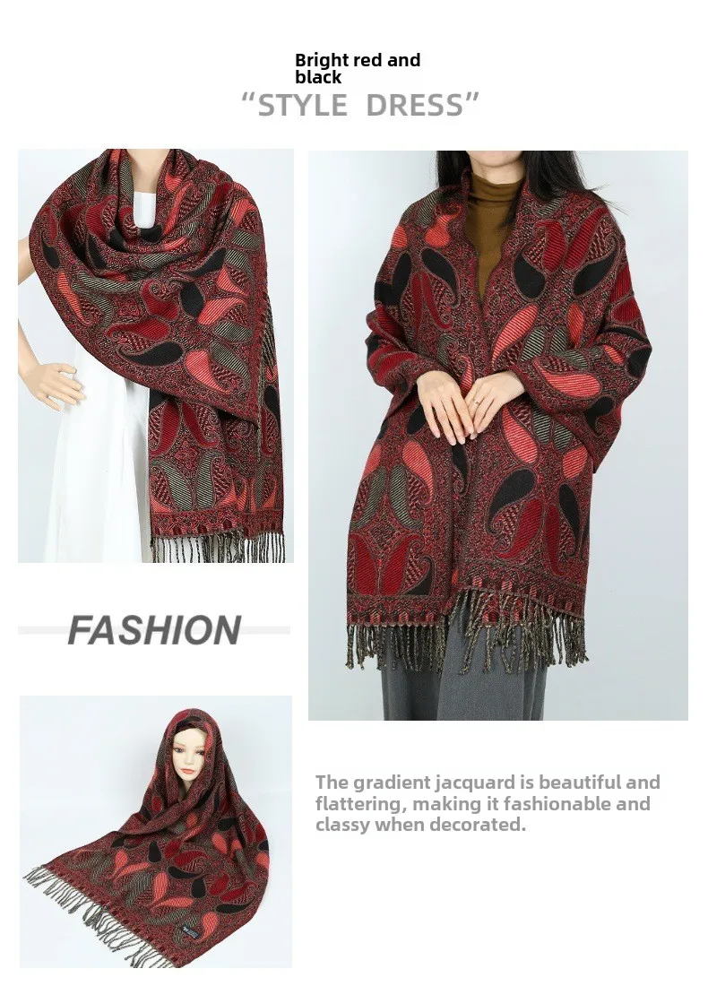 Neue Pashmina Hijab Schal Gedruckt Hijabs Dicke Warme Lange Kaschmir Schal Winddicht Kopf Schal Muslimischen Mode Turbane für Frauen – Detail 7