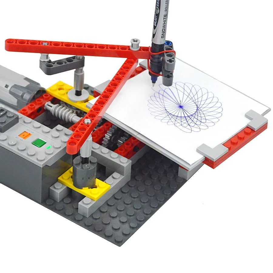 Moc Technical Simple Drawing Machine Spirograph DIY Building Blocks Brick Accessories Educational Leduo