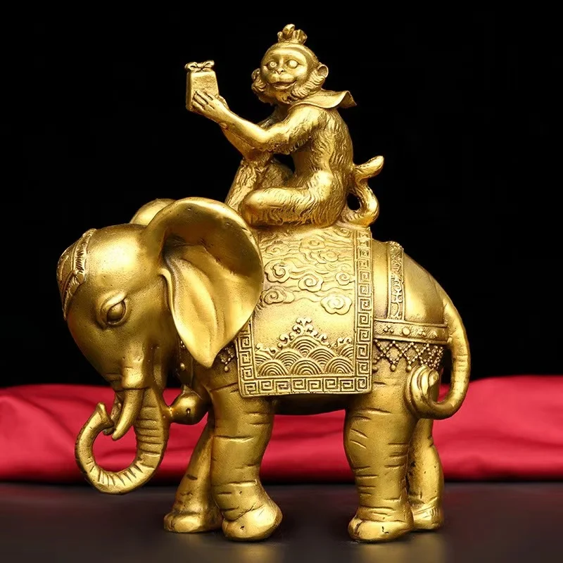 

Antique Chinese copper hand-mand statue,A monkey rides an elephant,Handicrafts, best collection&adornment, Free shipping