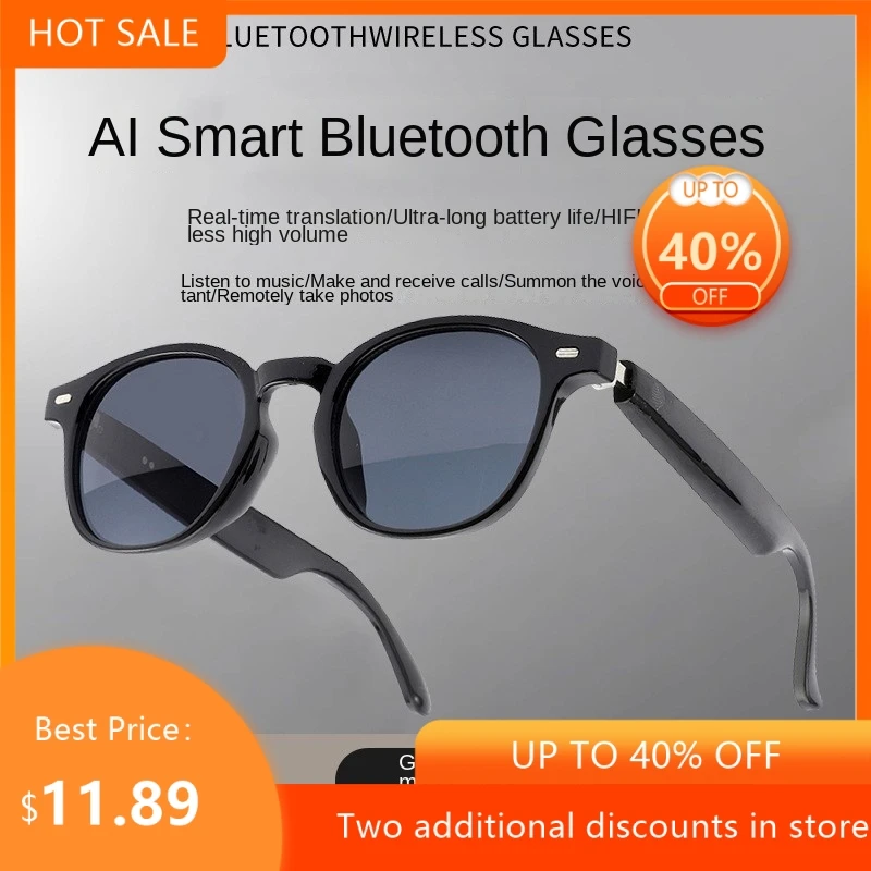 

Bluetooth Smart Glasses HIFI Music Voice Assistant Hands-free Call Ultra-light Fashion Eyeglasses For Men Women Daily Use 2026