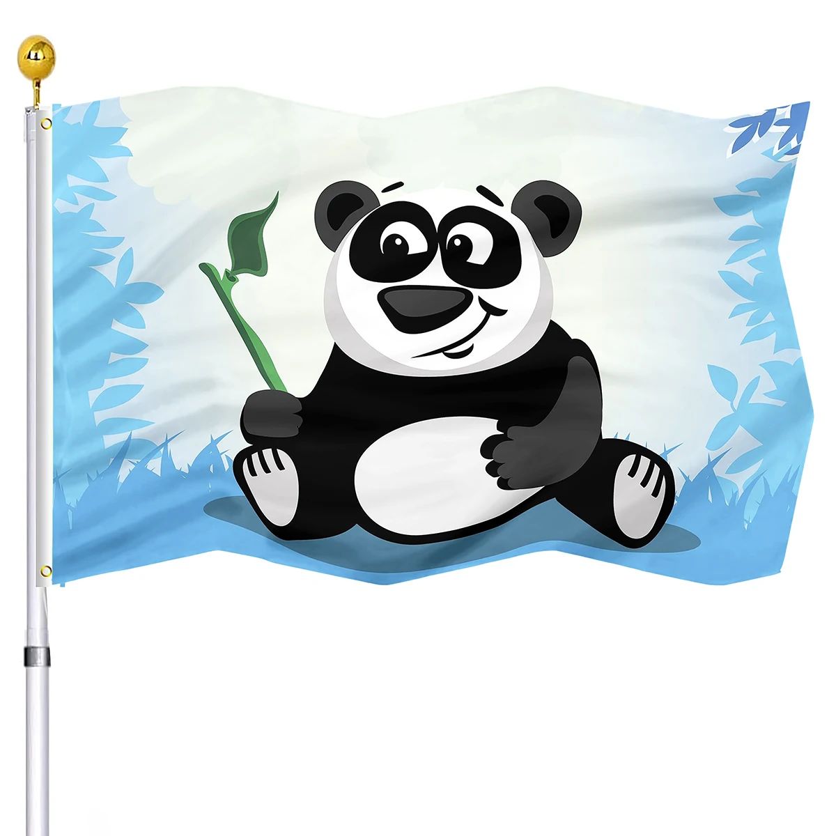 Cartoon Panda Flags Black and White Funny Animal Garden Flag Indoor and Outdoor Yard Decoration Polyester with Brass Buttonhole