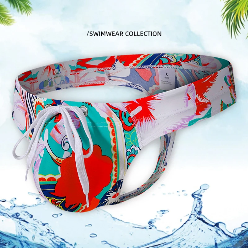 

남자 수영복 Мужские плавки с принтом, большая сумка, стринги, сексуальные быстросохнущие леопардовые купальники на шнурке с Т-образной спинкой, бикини, пляжная одежда