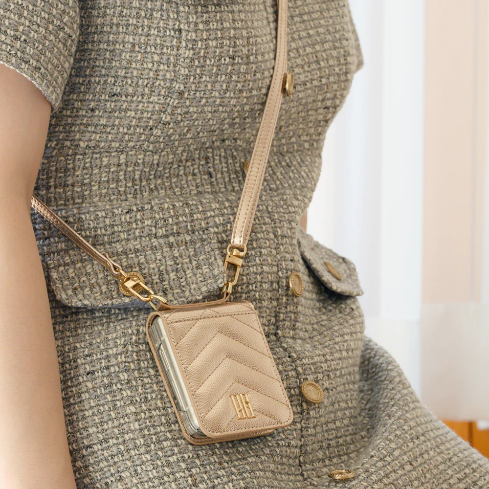 جراب هاتف مع محفظة لهاتف samny Z Flip 5 ، 4 ، 3 حامل بطاقة ائتمان مع حزام ، خاتم إصبع ، غطاء جلد PU للصدمات للنساء