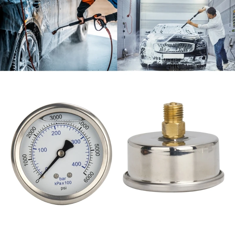 M14x1.5 Thread 6000psi Durable for 280/380/288 Heavy Duty Pressure Washer Gauges QuickConnect Pressure Gauge