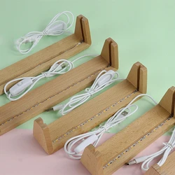 5/6/7/8/10Inch Wooden U-Shape LED Light Base White/Warm Light Acrylic Cards Display Racks for Crystal Glass Ornaments Home Decor