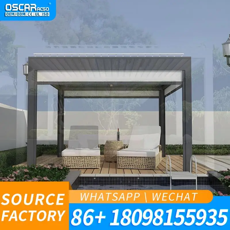 3x3 3x4 4x4 6x4m Factory Wholesale Outdoor Bioclimatic Aluminium Louvered Pergola With Motorized Screen Garden Set For Patio Bac